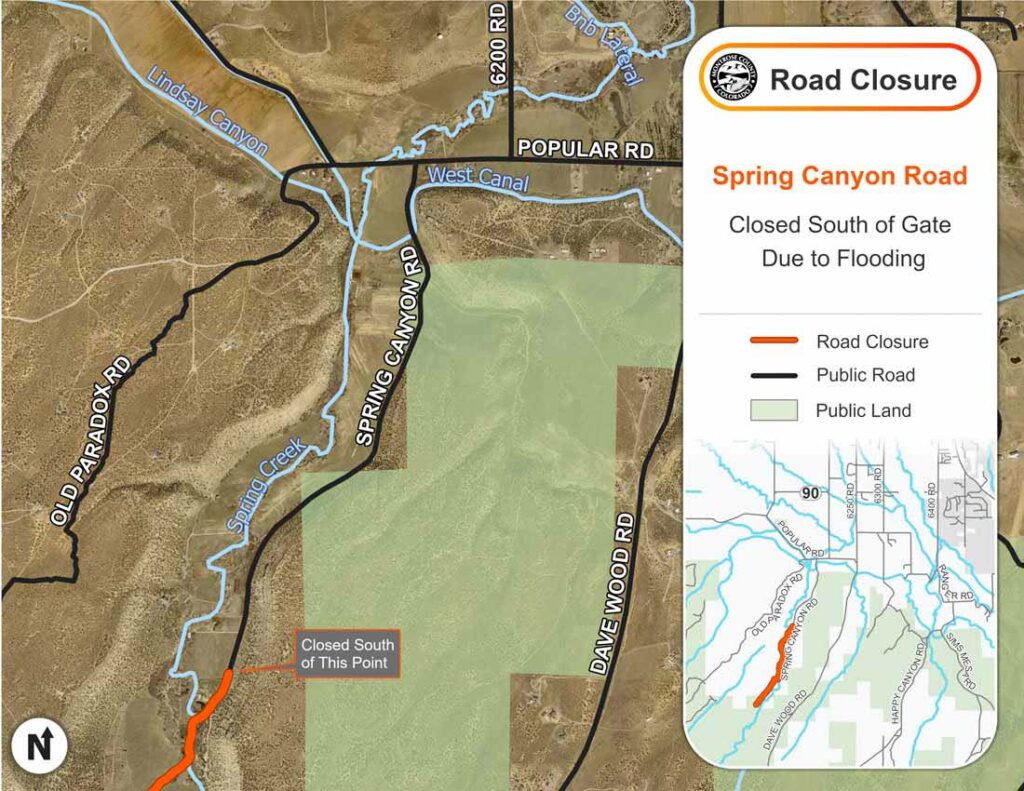 Spring Canyon Trail Closure Map