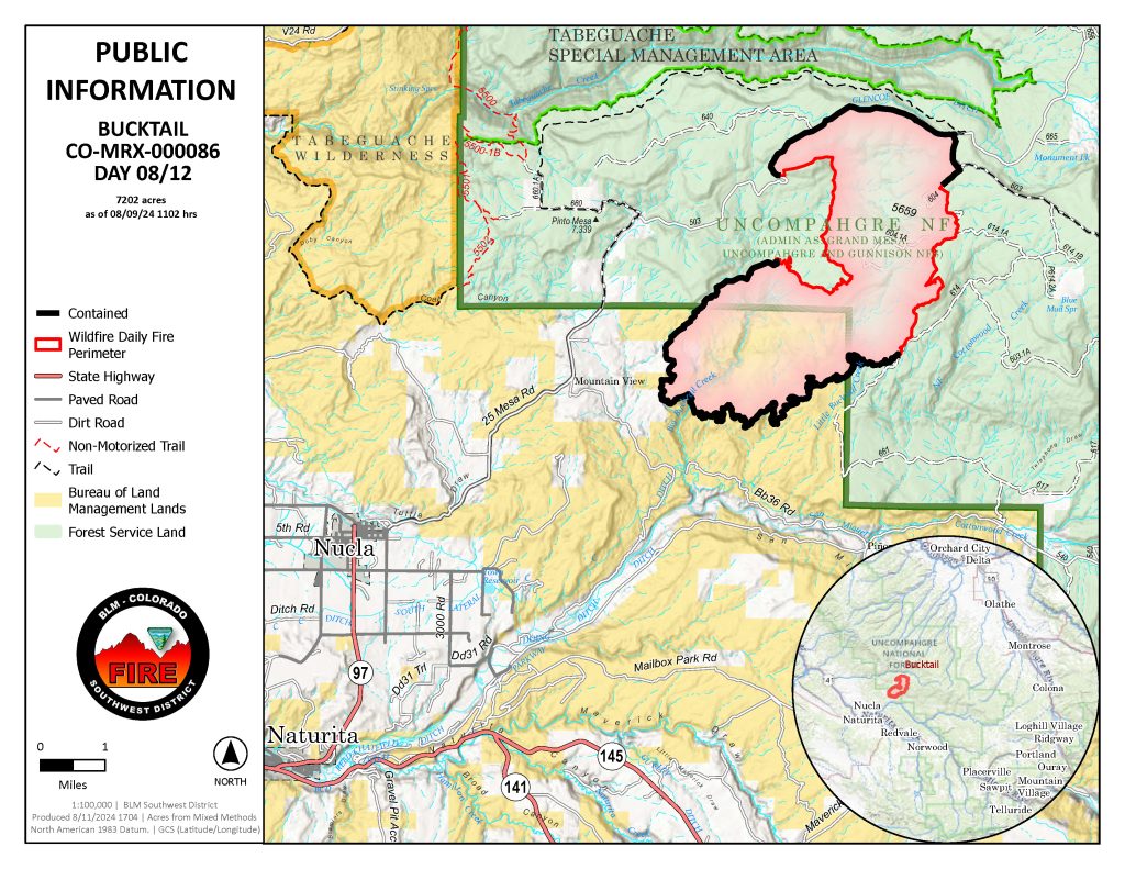 Map showing location of Bucktail Fire